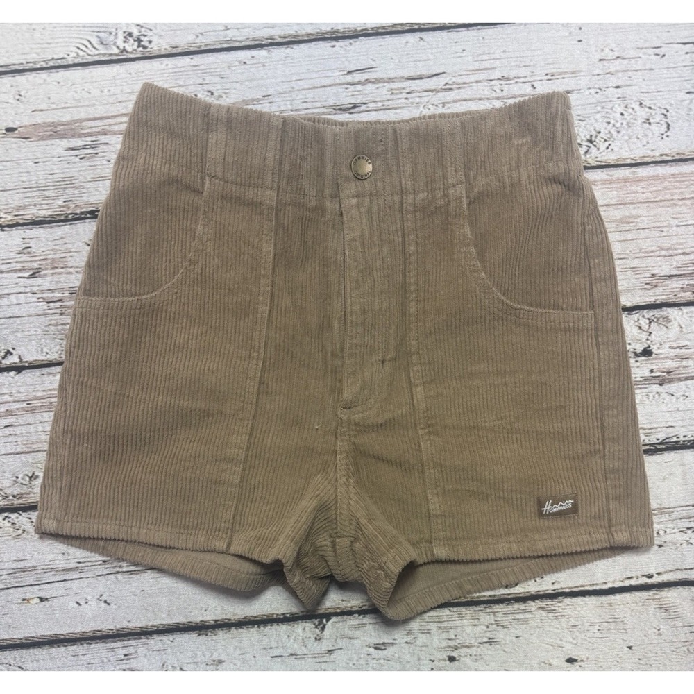 Hammies Corduroy Shorts Retro Brown Womens 26 Pockets Surf High Waist 70s SoCal